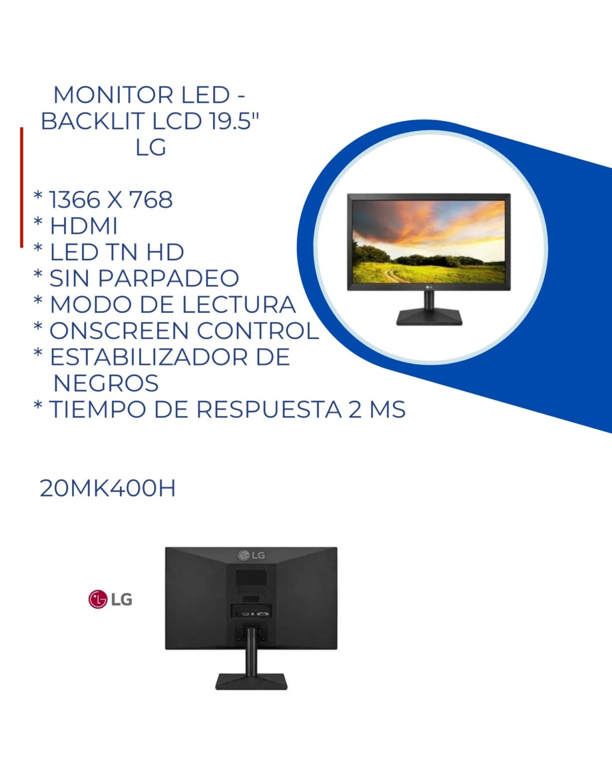 Monitor LED-backlit – 19.5″ – LG | TOP Tecnología y Accesorios